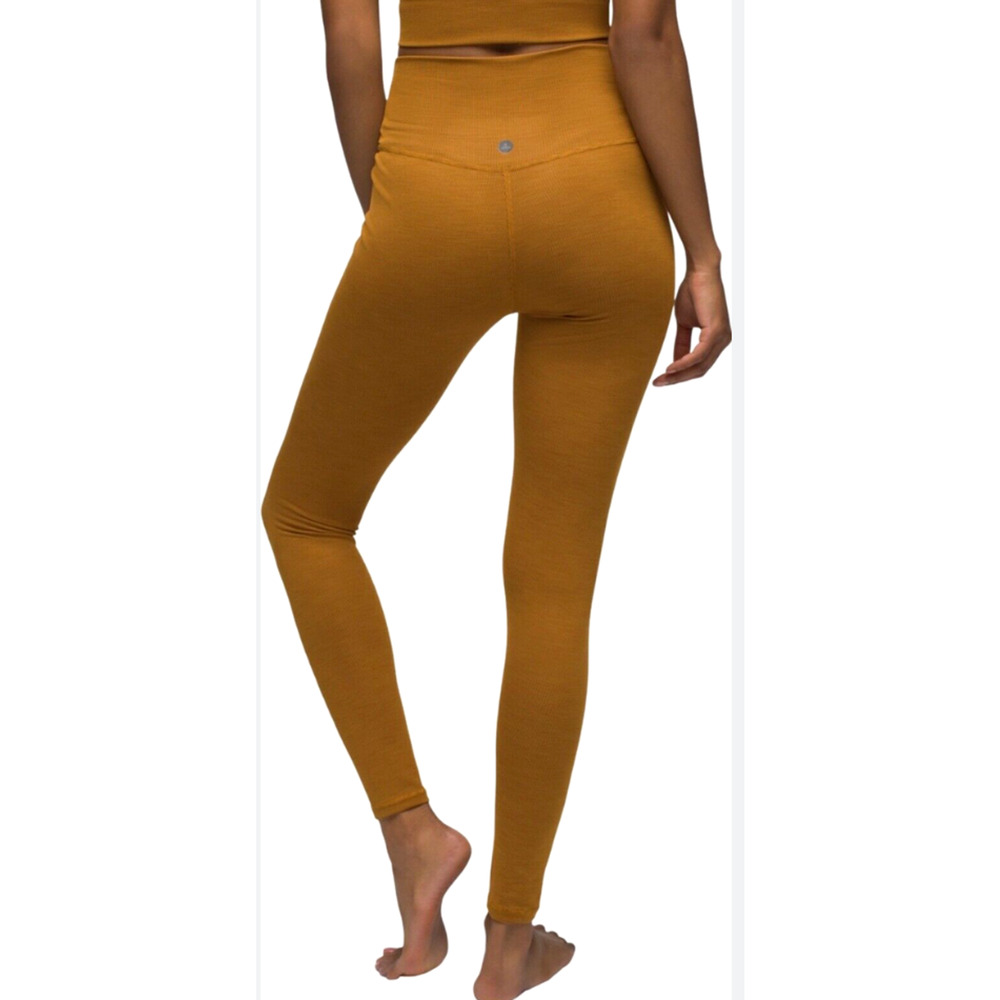 NWT prAna Ribbed Legging Spiced Heather Small Pants Gold Orange Yellow